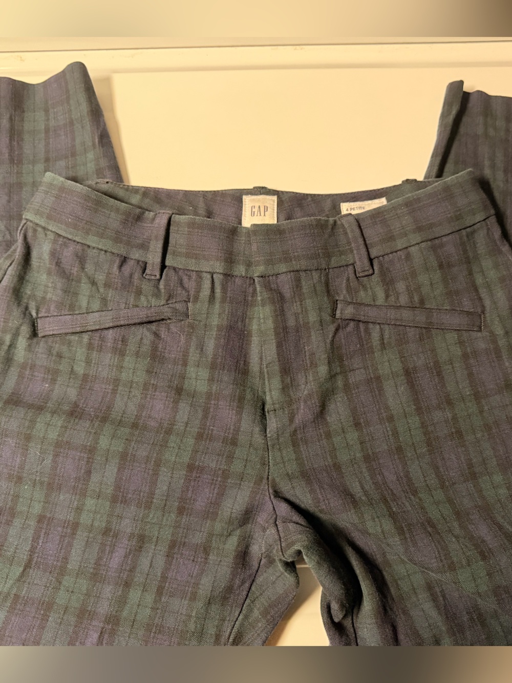 GAP Straight-Leg Plaid Pants in Green & Purple